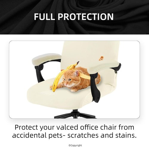DIVA EN CAMINO DEC Stretch Office Chair Cover - Durable Spandex Slipcover with Armrest Covers | Cream