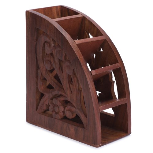 Ajuny Wooden Remote Holder Caddy - Organizer For Spinning, Desk Rotating Organizer/Caddy for TV Remote Controllers,Pen,Calculator Media Player,DVD,Office Supplies,Mobile Phone Storage Box