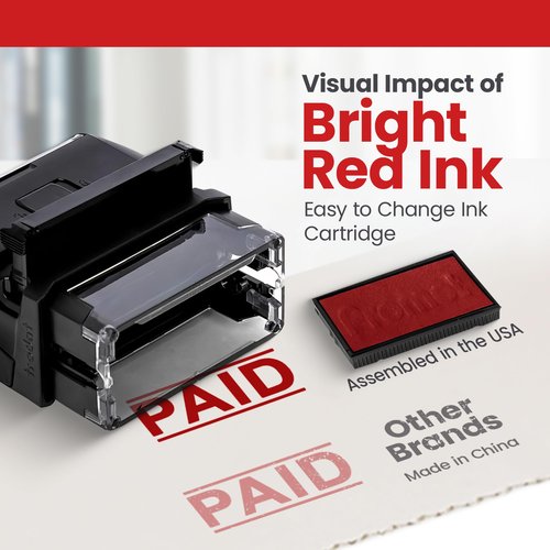 Promot Paid Stamp Self Inking - for Office, Accounts Payable Stamp - Rubber Stamps for Retail Use, Red Ink, Self Inking for Business Supplies, Paid Stamper