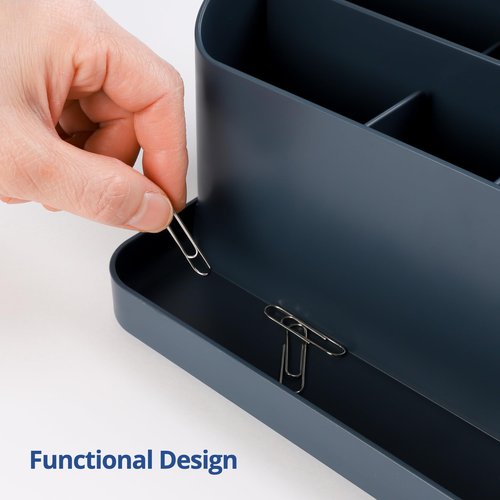 BLUE GINKGO Desk Organizer – Korean-Made Office Storage for Pens, Notes, Mail, and Supplies (Prussian Blue)