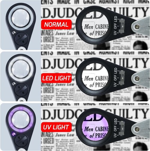 Gain Express Loupe Magnifier - 10X Jewelry Loop with White LED & UV Light for Coins, Gems, Stamps