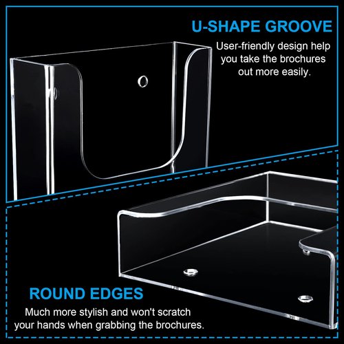 LISHINE 6 Pack Wall Mount Brochure Holder - 6.5 x 6.5 Inch Plastic Flyer Holder for Trifold, Magazine, Document