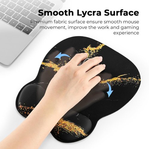 EooCoo Ergonomic Mouse Pad - Memory Foam Wrist Support & Non-Slip Base | 9.64 x 8.26 in for Home & Office