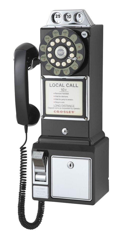 Crosley CR56-BK 1950's Payphone with Push Button Technology, Black