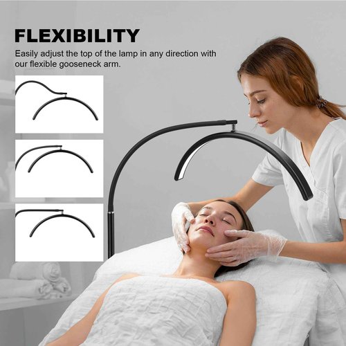ZEKAHOV Half Moon LED Floor Lamp - Professional Shadow-Free, Dimmable Light | for Lash Techs, Estheticians & Tattoo Artists | Eyelash Extensions, Nail Art, Home & Office (Matte Black)