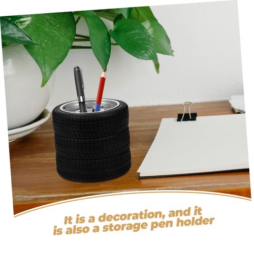 NUOBESTY Color Pencils Pen Organizer Pen Pot Holder Fancy Pen Holder Pencil Stand Unique Novelty Pen Holder Desktop Pencil Organizer Black Pencils Tire Pen Storage Holder Fashion Lip Gloss