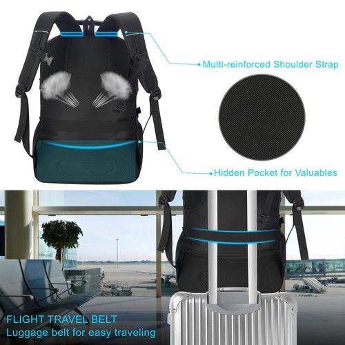 18.4in Men Laptop Backpack with Shoe Compartment for Gym Hiking Business,Large Carry On Travel Bag with PC Compartment,Waterproof College Bookbag School Backpack for Women,Black