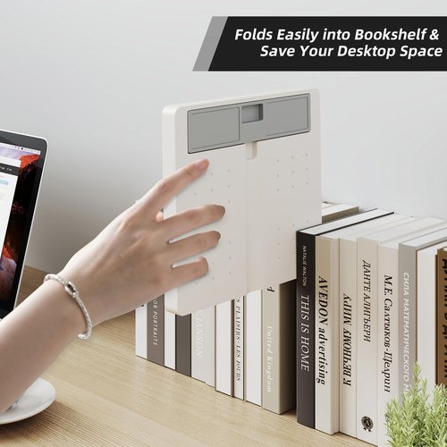 Portable Book Stand Holders for Reading Hands Free, Adjustable Cookbook Recipe Stand Holder for Kitchen Counter with Page Holder Clips