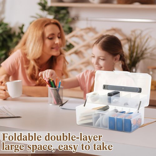 Honeydak Clear Plastic Bandages Organizer - Large 2-Tier First Aid Box for Home, Office & Travel