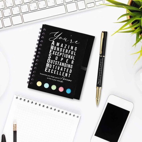 Jetec 25 Sets Team Employee Appreciation Gifts Bulk Office Inspirational Team Together Spiral Notebooks with Ballpoint Pens Thank You Gifts for Vet Tech Medical Assistant Coworker (Black,You Are)