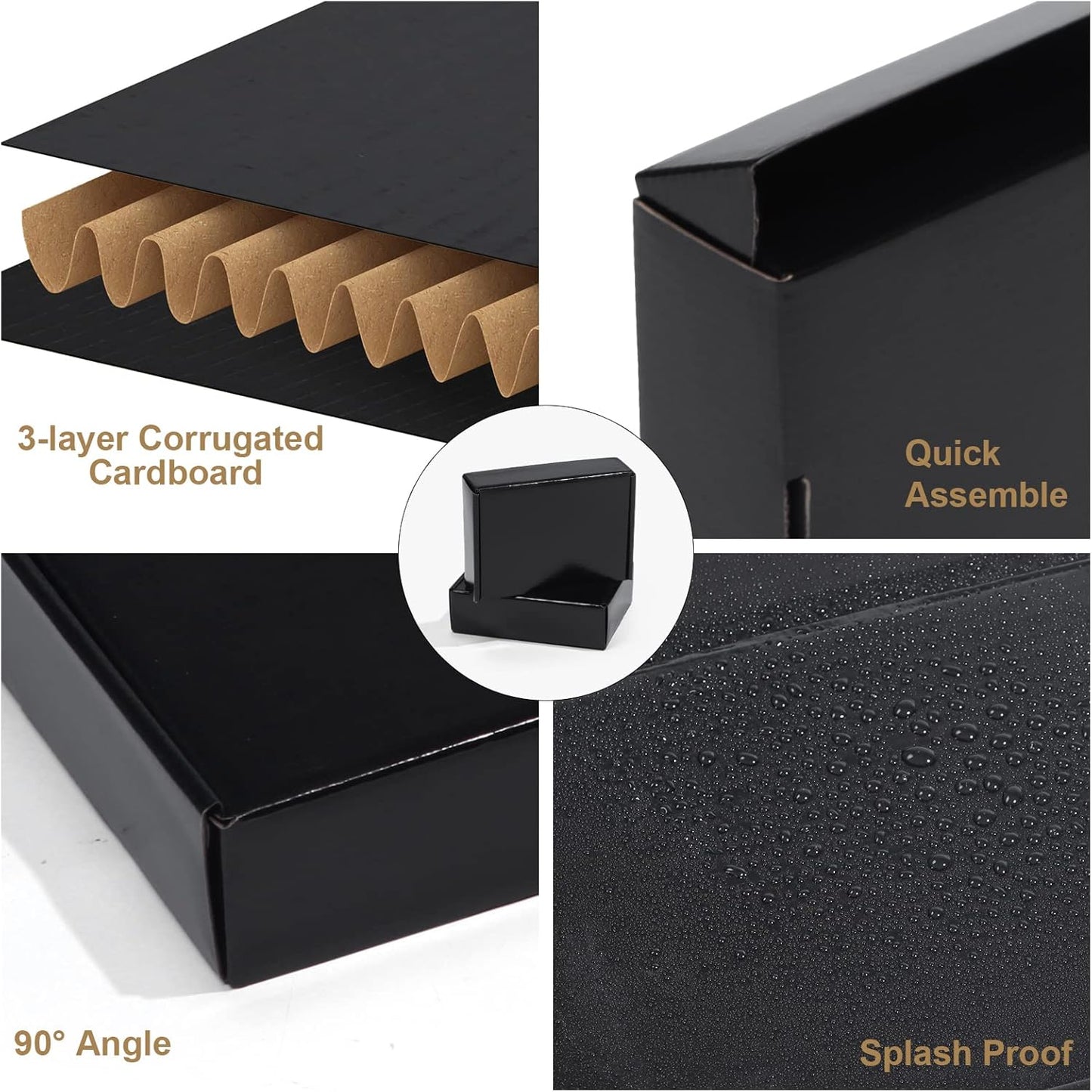 ZBEIVAN Black Shipping Boxes - 11x8x2 Corrugated Cardboard Mailer | 20-Pack for Small Business Packaging