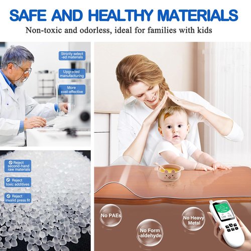 2 Sets 18X36 Inch Clear PVC Table Protector Rectangular Plastic Desk Table Pad Mat for Office Computer Wood Furniture Coffee Kitchen Sofa Side Table Media Stand Countertop Protective Cover Waterproof