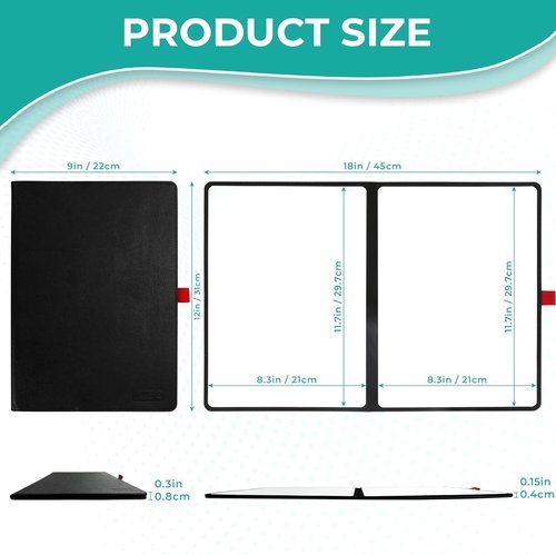 Double-Sided White Board - Ultra-Thin 12x9 Inch Portable Dry Erase Board with 3 Markers | Anti-Ghosting & Magnetic-Ready | Ideal for Office, School, Travel