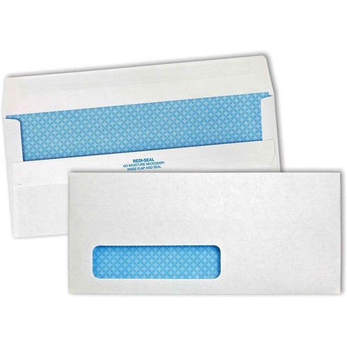 Quality Park #10 Left Window Security Tinted Envelopes with a Self Seal Closure for Standard Business Mailings, 24 lb. White Wove, 4-1/8 x 9-1/2, 500 per Box (21418)