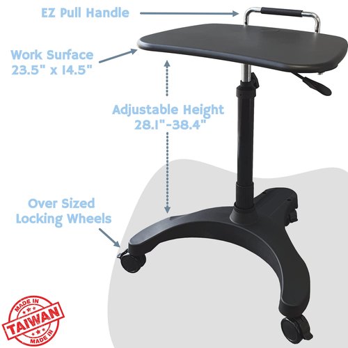 Aidata LPD008P Popdesk Deluxe Mobile Workstation Notebook Cart Eco Version. Does not Include Cup Holder or Mouse Pad. Black