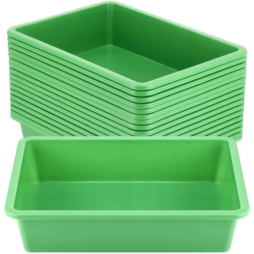 Hoteam 18 Pcs Flat Storage Organizer Bins Letter Size Paper Tray Classroom Storage Plastic Art Trays Classroom Pencil Organizer Baskets for School Office Teacher Book Organization(Green)
