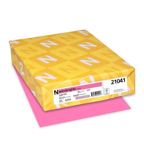 Astrobrights Colored Cardstock 8.5x11" FSC® Pulsar Pink™ 250 Sheets & Neenah 22871 Color Cardstock 8.5x11" Planetary Purple 250 Sheets