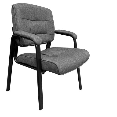 Waiting Room Chairs & Conference Room Chairs, Office Chair No Wheels with Padded Armrests and Backrest, Reception Chairs for Lobby and Waitting Room, Ergonomic Support with Sturdy Metal Frame, Grey