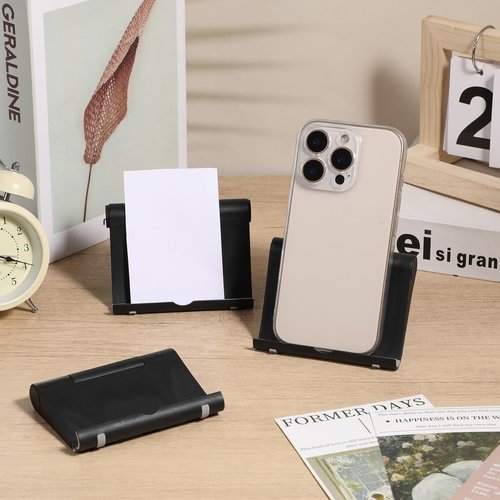 wutfuooo 80 Pieces Business Card Holder Display Bulk Black Plastic Stand Name Holder Stand Organizer for Desk Office Supplies