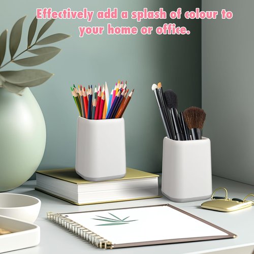 Mimorou 12 Pcs Pen Holder Pencil Holder Bulk for Desk Plastic Square Cups for Pen Makeup Brush Storage Organizer Pencil Cup Stationery for Classroom School Office Supplies 4.1 x 2.95 Inch(White)