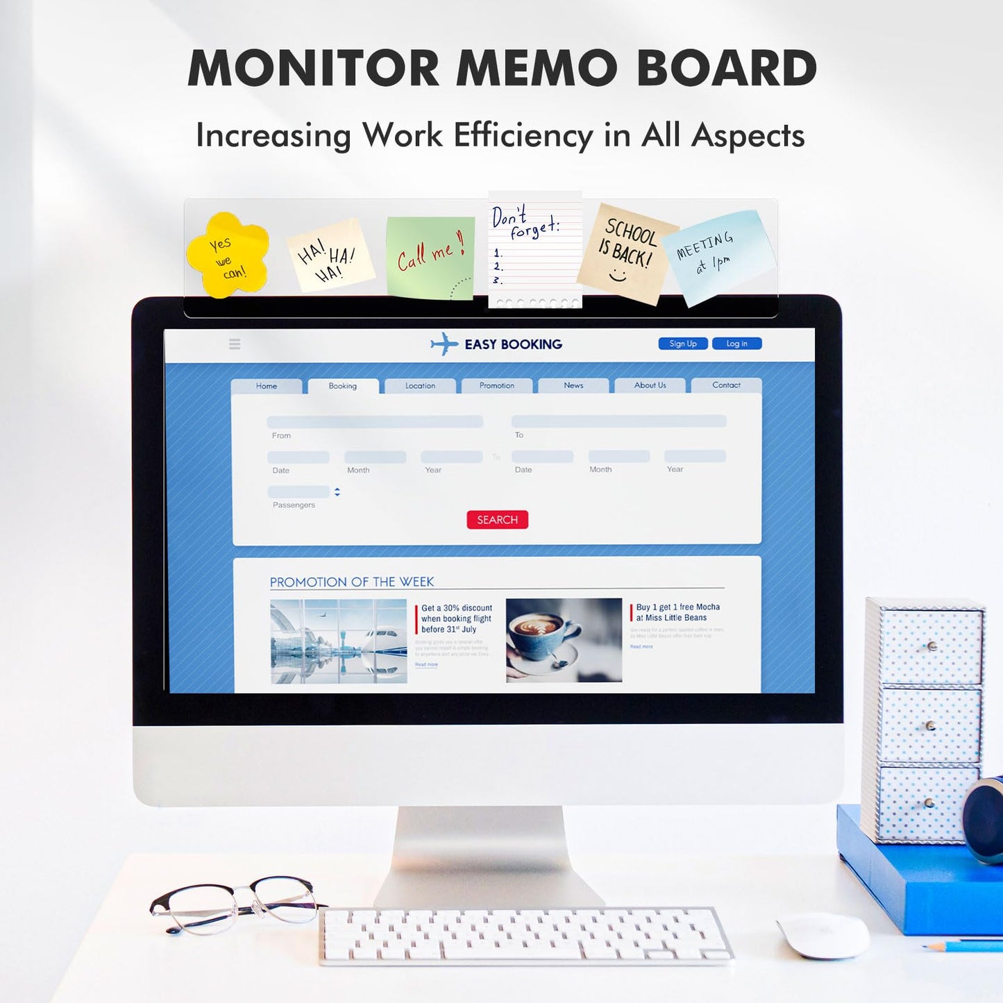 DOLLAR BOSS 1 Pc 15.7" x 3.1" Transparent Acrylic Monitor Memo Board