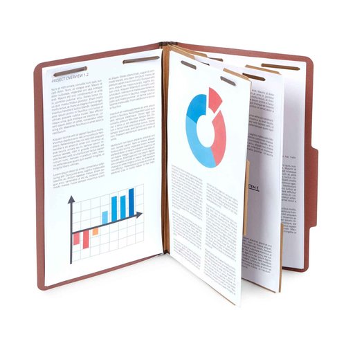 10 Legal Size Classification Folders - 2 Divider - 2 Inch Tyvek Expansions - Durable 2 Prongs Designed to Organize Standard Law Client Files, Office Reports - Legal Size, 10 Folders (Red)