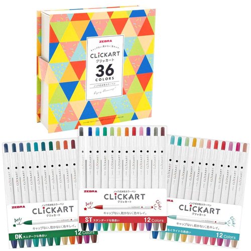 Zebra WYSS22-36C-NGO Clickart Water-Based Marker, 36 Colors, Limited Package