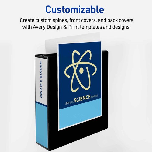 Avery Heavy-Duty View 3 Ring Binders, 3 Inch One Touch EZD Rings, 670-Sheet Capacity, 3.5 Inch Wide Spine, Customizable Clear Cover and Spine, Green Binders (4-Pack of 79109)