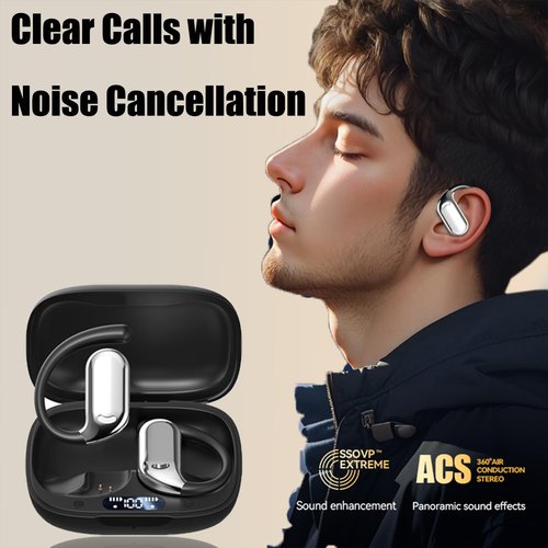 Haiseire Translation Earbuds Real Time,AI Languages Translator Earbuds,Audifonos Traductores Inglés español,Translating Headphones Bone Conduction,Bluetooth Translation Earbuds,M74 Black