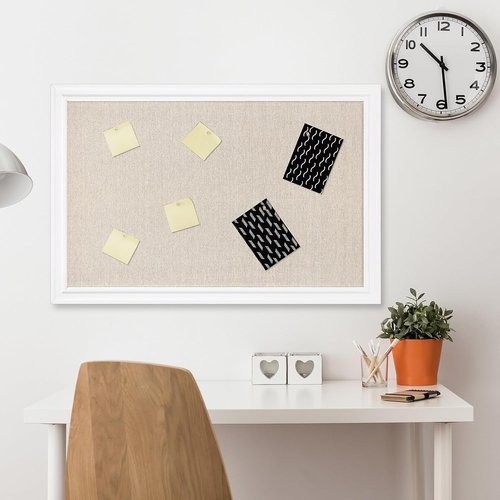 Colarr Bulletin Board - 30 x 20 Inch Decorative Wall-Mounted Notice Board | White Frame with Push Pins