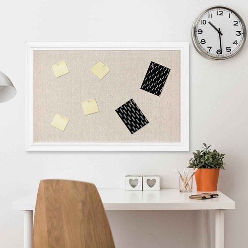 Colarr 2 Pcs Bulletin Board 30 x 20 Inch with Frame Decorative Large Wall Mounted Notice Pin Board with Push Pin for Home Office School Picture(White)
