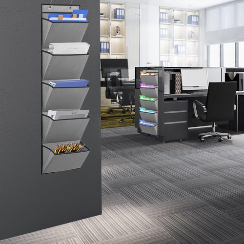 TEMUORG 2 Pcs Over the Door File Organizer Back to School Hanging File Holder Classroom Office Organization for Mails Papers Magazines and Books (5 Pockets)