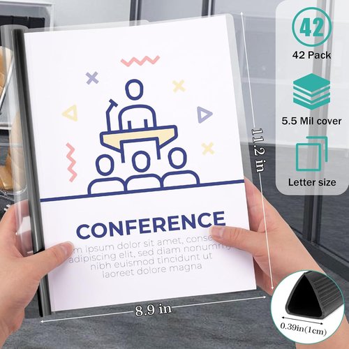 Dynta Report Covers - 42 Pack Presentation Folders for Letter Size | 70 Sheet Capacity, Black