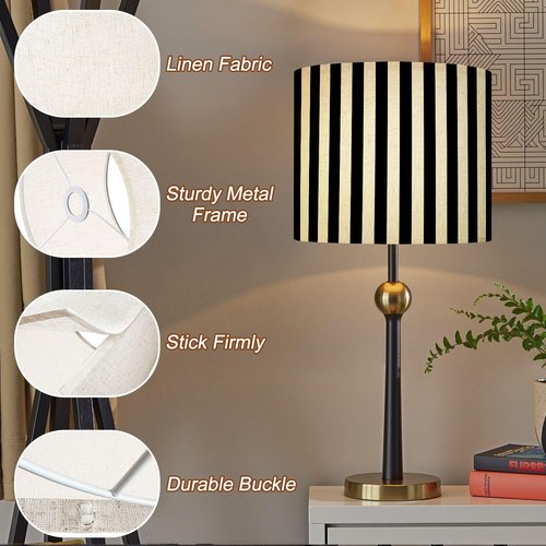 Lampshades Lamp Shades set of 2 Striped black white Lamp Shades for Table Lamps Floor Lamps Pendant Light Shade Drum Lampshades Boho Light Cover