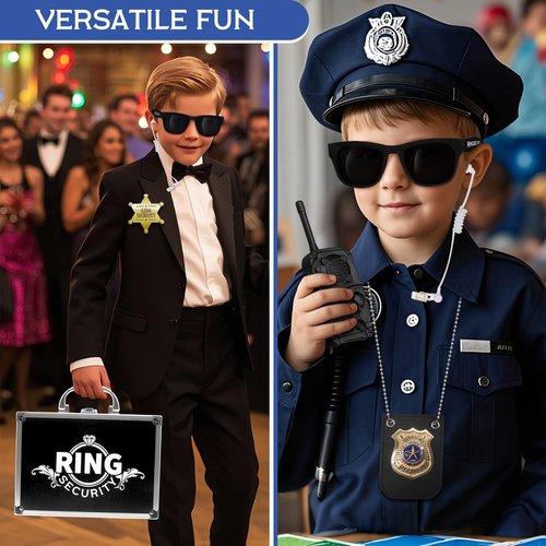 ForFine Ring Security Wedding Ring Bearer Gifts Box Case Briefcase Include Police Officer Badge, Sunglass, Badge, Spy Earpiece, Intercom, Handcuffs