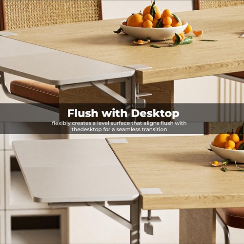 CALASK Desk Extender, 27.16" X 9.45"Large Size Clamp-on Foldable Keyboard Tray, Table Mount for Sit Stand Desks(Wthie)
