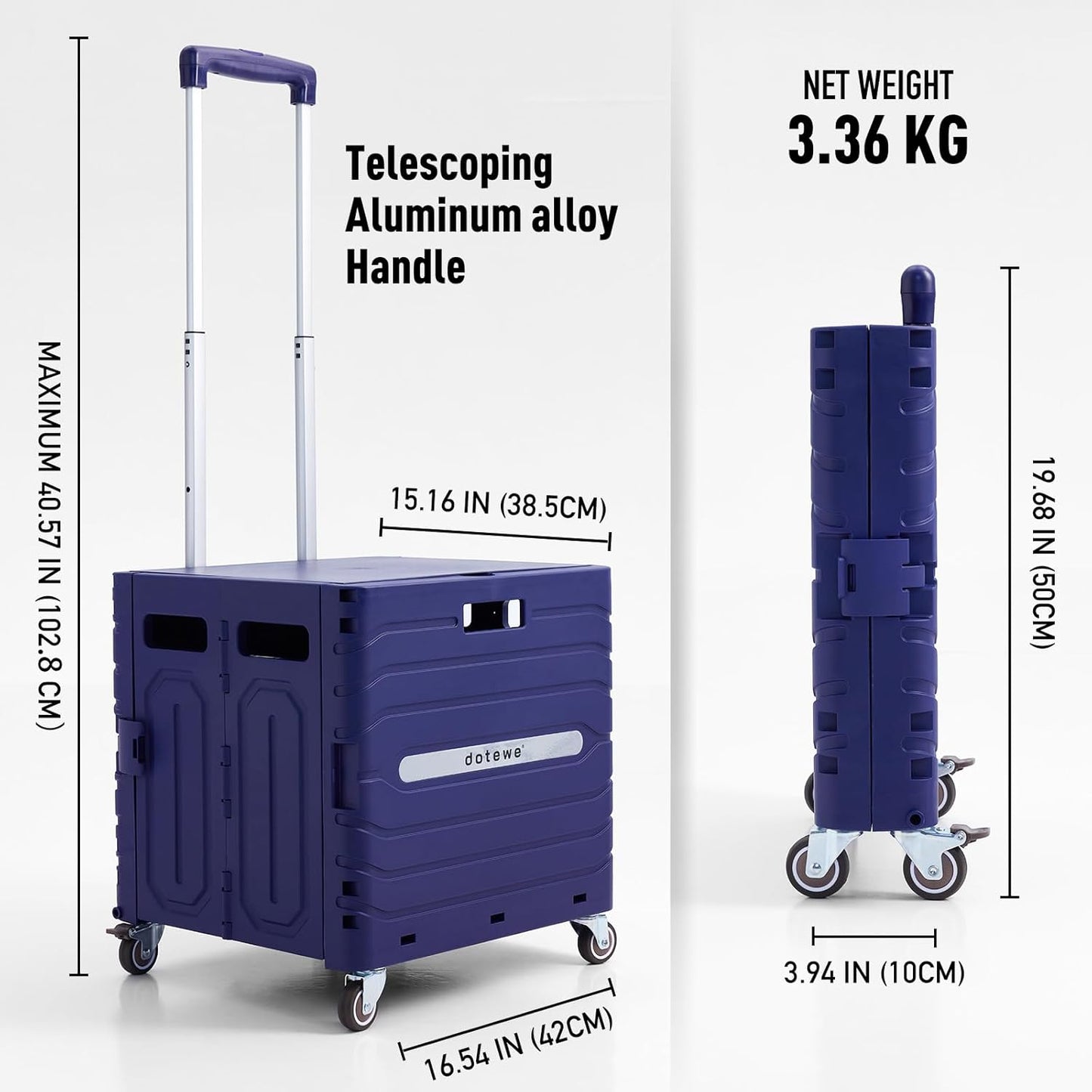 Skiennix Folding Utility Cart - Portable Rolling Handcart with Lid for Grocery & Storage - Purple
