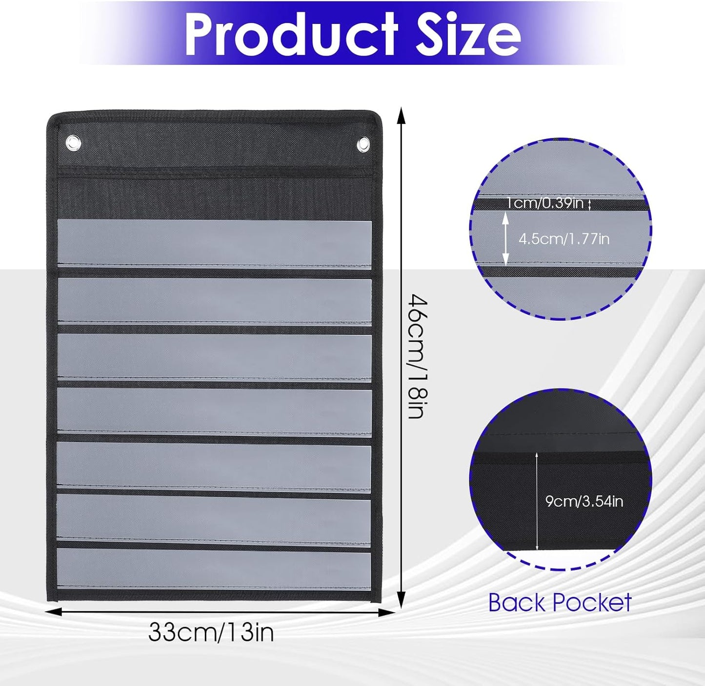 Skiennix Magnetic Pocket Chart - 4 Pcs with 40 Dry Erase Cards for Classroom & Home Use - Black