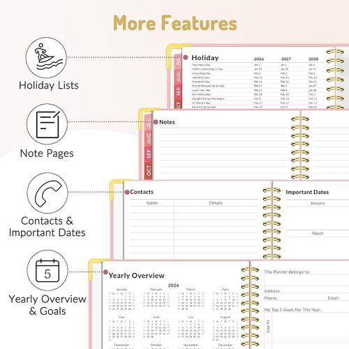 Forvencer Academic Planner 2026-2027 - Hardcover Weekly & Monthly Calendar | 6" x 8", Beige, Ideal for Students & Teachers