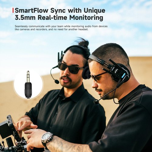 SYNCO Xtalk XMax5 X5 Wireless Intercom Headset System, 2.4GHz Dual-Ear Headsets 500m/1640ft with Noise Reduction for Team Communication, Movie Shoot, Live Show Stage Performance (5PCS)