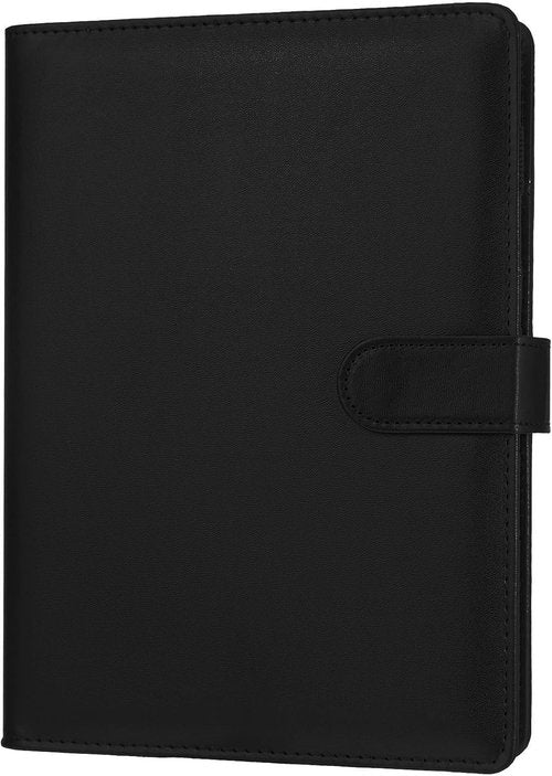 JIANTA A5 PU Leather Ring Binder - Refillable 6 Ring Cover for A5 Filler Paper | Black Budget Notebook