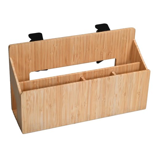 MobileVision Bamboo Side Desk or Table Organizer with C-Clamp Mount on Rear For Easy Mount