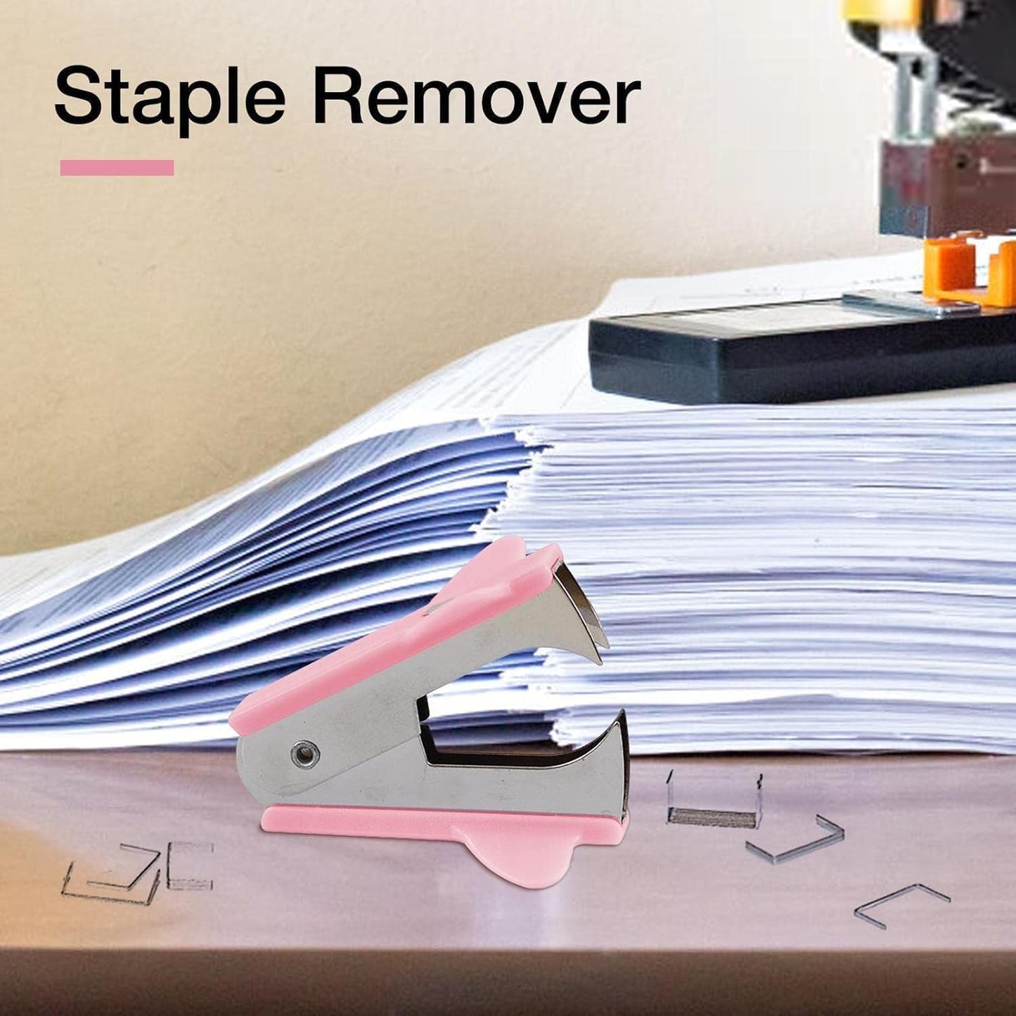 Skiennix Pink Staple Remover Tool - Professional Grade Non-Slip Handle for Office & Home Use