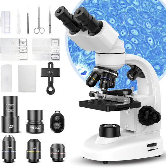 Skiennix Compound Binocular Microscope - 40X-2000X Magnification with LED Illumination | Ideal for Lab, School & Home Education