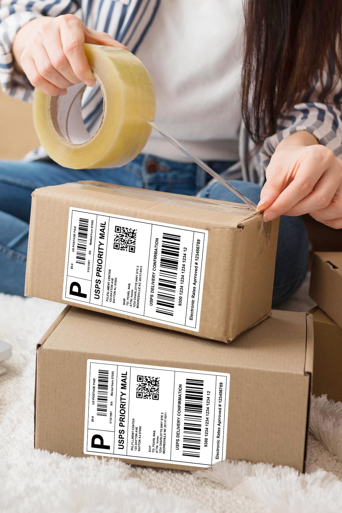 4x6 Thermal Labels, Razuvo Printable Shipping Labels for Direct Thermal Shipping Label Printer, 500 Pack Per Stack, Fanfold, White