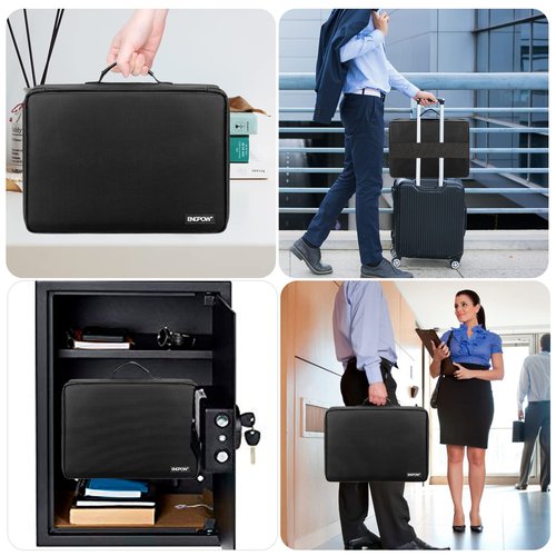 ENGPOW Fireproof Document Organizer Box with Lock,Collapsible Hard File Storage Box,Multi-Layer Waterproof Portable Travel Home Filing Storage Fireproof Safe for Important File,Cash,Letter/Legal Size