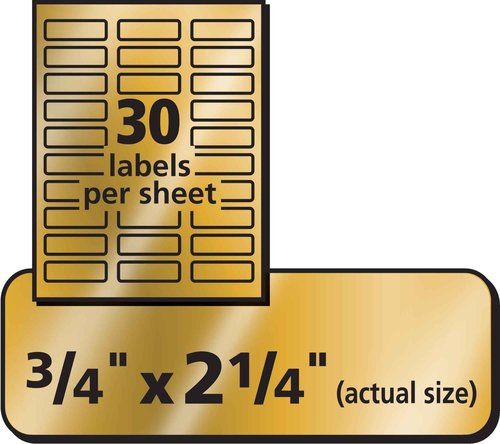 Avery Gold Address Labels for Inkjet Printers, 3/4" x 2-1/4", 300 Labels, 5 Packs (8987)