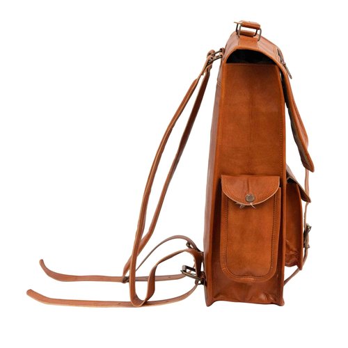 Shy Shy Let's Touch The Sky 16" Vintage leather Backpack Laptop Messenger Bag Lightweight College Rucksack Sling for Men Women