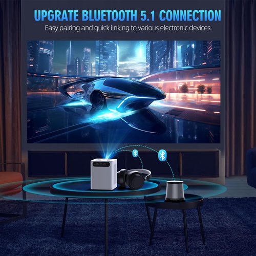 Projector with 5G WiFi and Bluetooth, 4K HD 20000L Portable Movie Projector with Mini Tripod, Outdoor Projector for Home Theater Compatible with iOS/Android/Laptop/TV Stick/USB/PS5