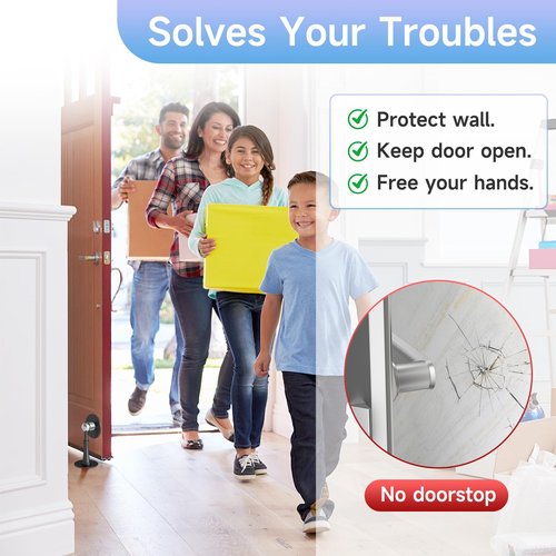 2PCS Strong Magnetic Door Stop, Spring Door Stoppers for Wall, Adhesive & Screw in Magnetic Door Catch, Door Holder to Keep Door Open, 4.2in, Rust-Proof, Black